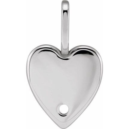 14K White .02 CT Natural Diamond Engravable Heart Charm/Pendant