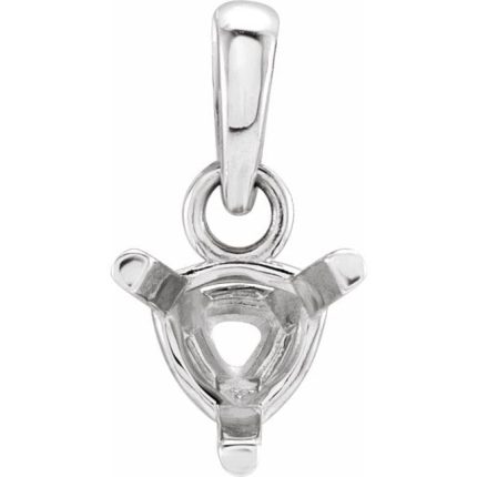 14K White 5x5x5 mm Trillion Solitaire Pendant Mounting