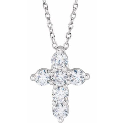 14K Yellow 1/4 CTW Lab-Grown Diamond Cross 18" Necklace
