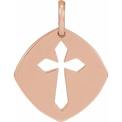 14K White 12.75x9.99 mm Pierced Cross 16-18" Necklace