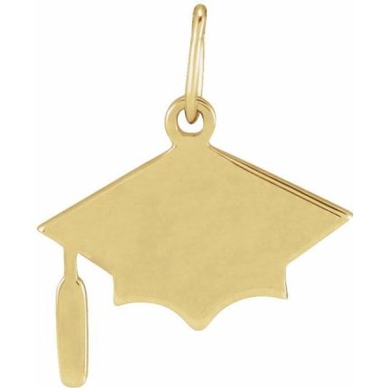 14K White Engravable Graduation Cap 16-18" Necklace