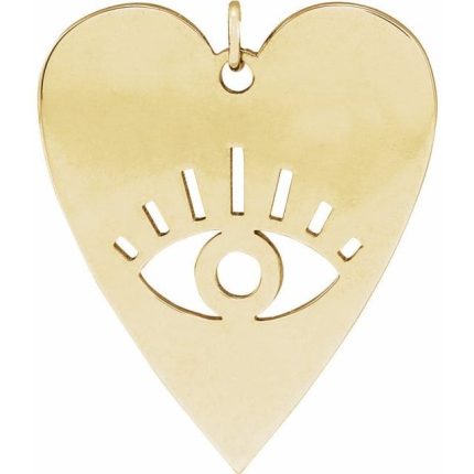 14K Yellow Evil Eye Heart 16-18" Necklace
