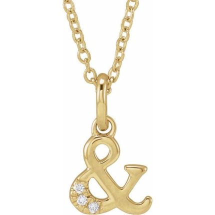 14K Yellow .01 CTW Natural Diamond Ampersand 16-18" Necklace