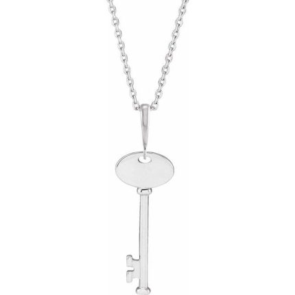 Sterling Silver Engravable Key 16-18" Necklace