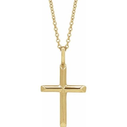 14K Yellow Knife-Edge Cross Pendant