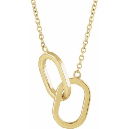 14K Yellow Interlocking Link Necklace Center