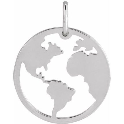 Sterling Silver 19.2x15 mm Earth Cutout 16-18" Necklace