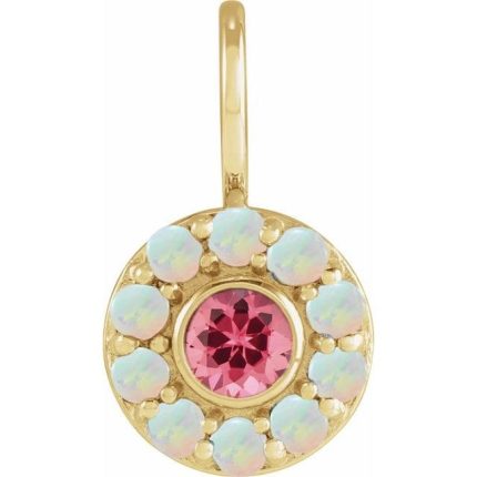 14K Yellow 4 mm Round Bezel-Set Halo-Style Charm/Pendant Mounting