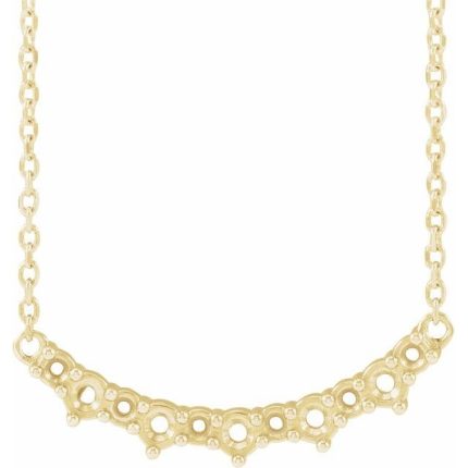 14K Rose 2 mm Round Three-Stone Bar Necklace Center