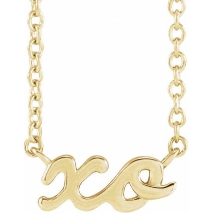 14K White 9.55x4.3 mm  Script "XO" Necklace Center