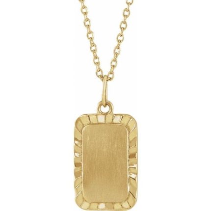 14K Yellow Engravable Sunburst Pendant