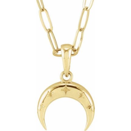 14K Yellow 17.8x11.9 mm Crescent Moon Pendant