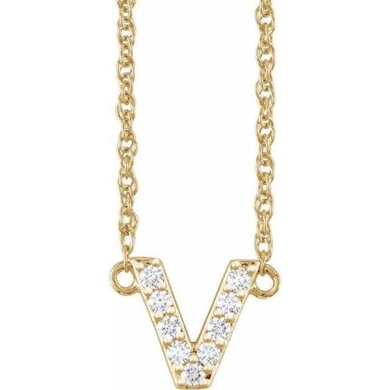 14K Yellow 1/8 CTW Natural Diamond Lowercase Initial A 16" Necklace