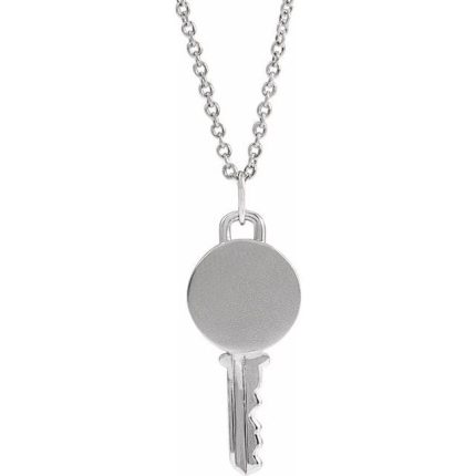 14K Yellow Engravable Key Pendant