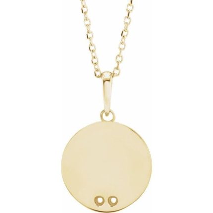 14K Yellow 1.5 mm Round 2-Stone Engravable Family Disc Pendant Mounting