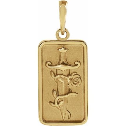 14K Yellow Dagger & Rose 16-18" Necklace