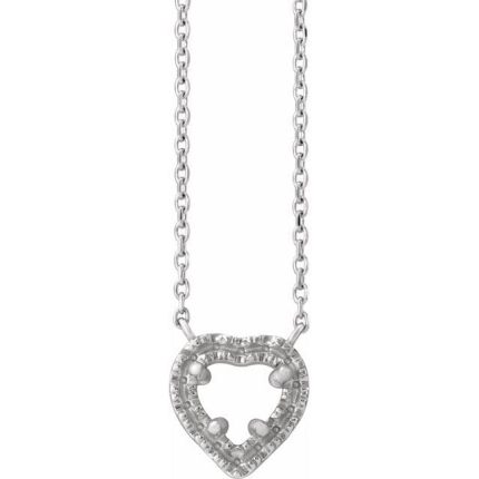 14K Yellow 5 mm Heart French-Set Halo-Style Necklace Center