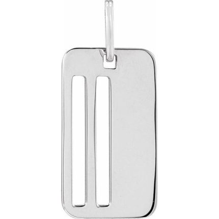 14K White Engravable Dog Tag