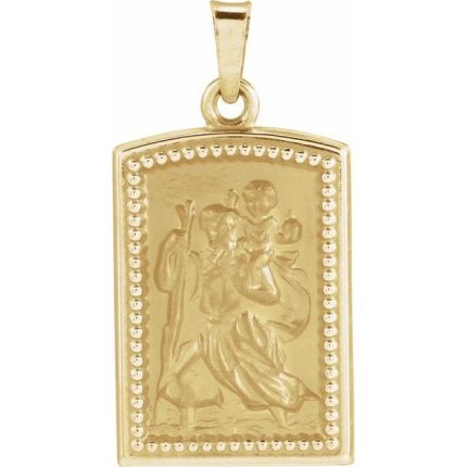14K Yellow St. Christopher Medal Pendant