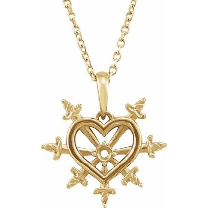 14K Yellow .03 CT Natural Diamond Heart & Daggers 16-18" Necklace