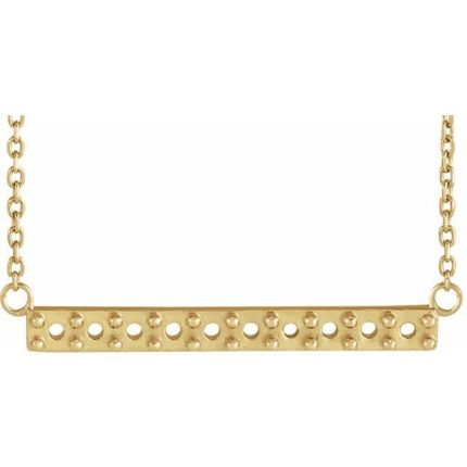 14K Yellow 2 mm Round Accented Bar Necklace Center