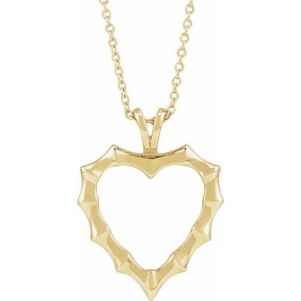 14K Yellow Bamboo Heart Pendant