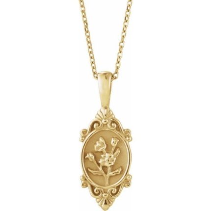 14K Yellow Vintage-Inspired Floral Pendant
