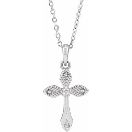 14K Yellow .015 CT Natural Diamond Cross Pendant