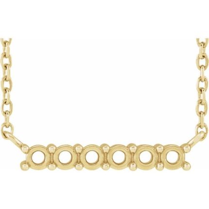 10K Yellow 2 mm Round 6-Sone Family Bar Necklace Center