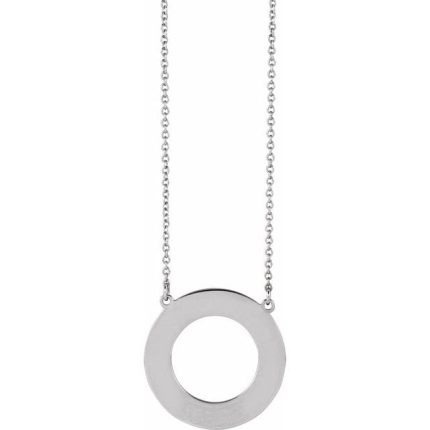 14K Yellow Engravable Circle Necklace Center