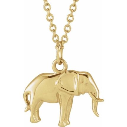14K Rose Elephant Pendant