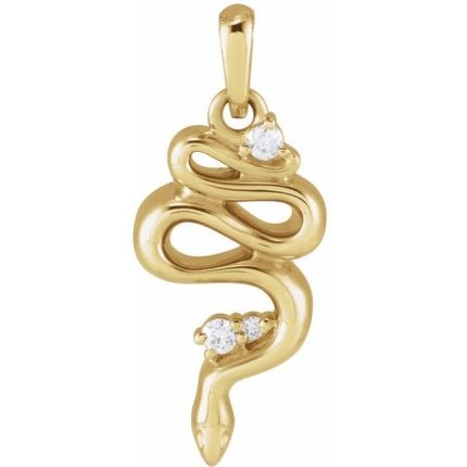 14K Yellow .03 CTW Natural Diamond Serpent 16-18" Necklace