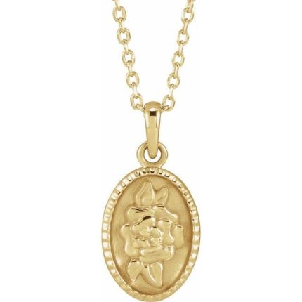 14K Yellow Floral Coin Pendant