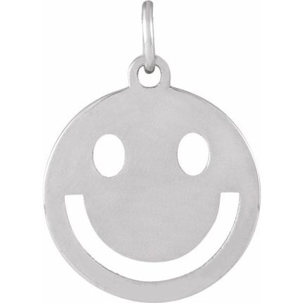 14K White Smiley Face 16-18" Necklace