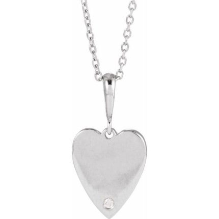 14K Yellow 1.3 mm Round Accented Engravable Heart Pendant Mounting