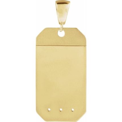 14K Yellow 3-Stone Family Dog Tag Pendant Mounting