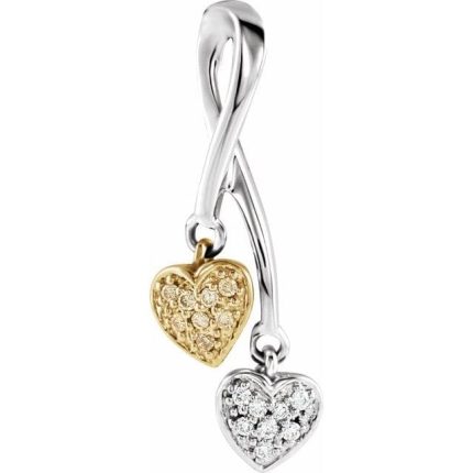 14K White/Yellow .08 CTW Natural Diamond Double Heart Pendant