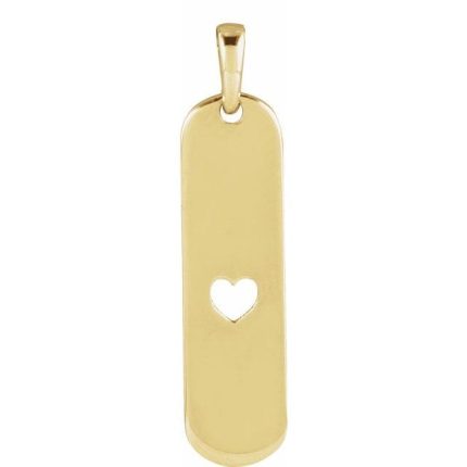 14K Yellow Engravable Heart Bar 18" Necklace