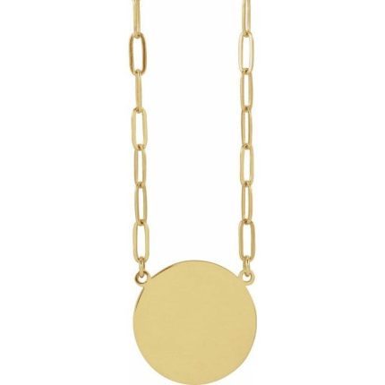 14K Yellow Engravable Disc Necklace Center