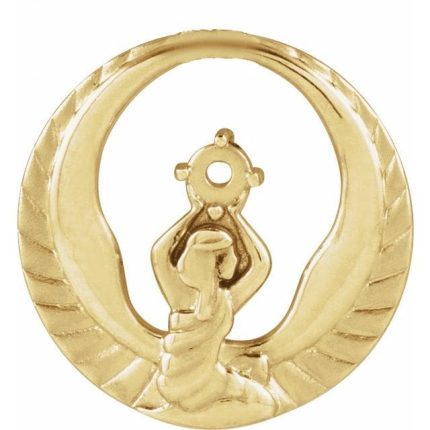 14K Rose Natural Turquoise Phoenix Pendant