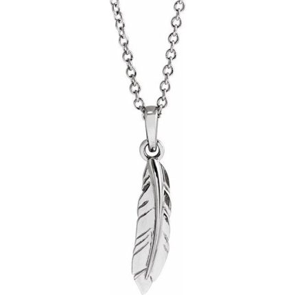 14K White Feather 16-18" Necklace