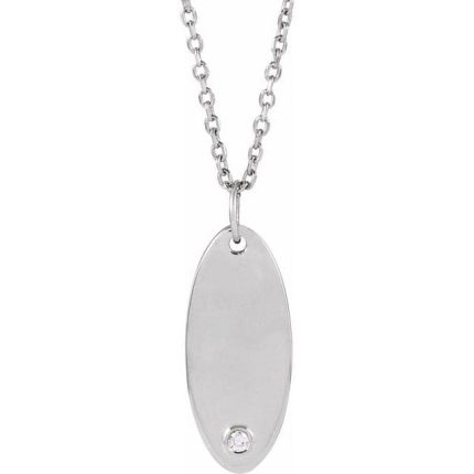 14K Yellow .015 CT Natural Diamond Engravable 16-18" Necklace