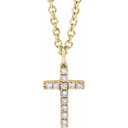 14K Yellow .03 CTW Natural Diamond Cross 18" Necklace