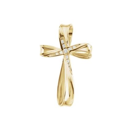 14K Yellow 1/10 CTW Natural Diamond Cross Pendant