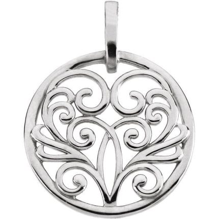 14K White Filigree Pendant