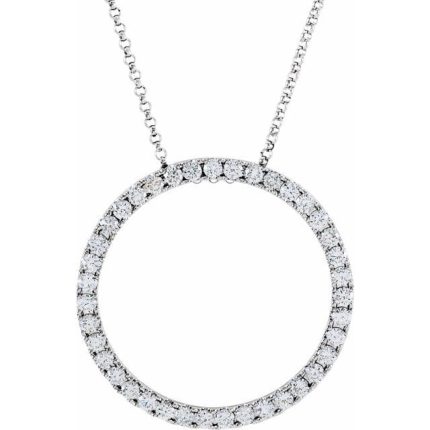 14K Yellow 1 CTW Natural Diamond Circle 18" Necklace