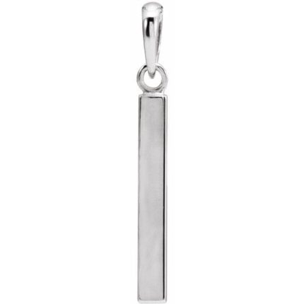14K White Engravable Four-Sided Bar 16-18" Necklace