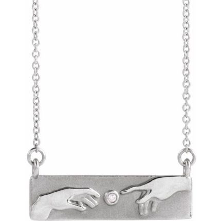 14K Yellow 1.2 mm Round Accented Creation of Adam Necklace Center