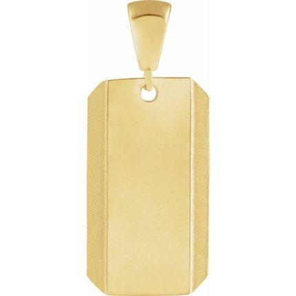 14K Yellow Engravable Dog Tag Pendant