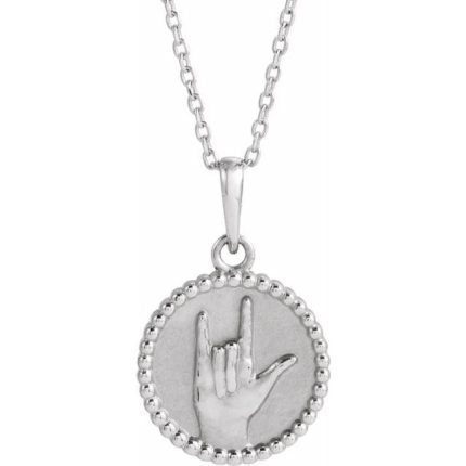 Sterling Silver I Love You Sign Language Pendant